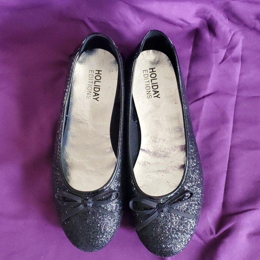 Sparkly black flat shoes